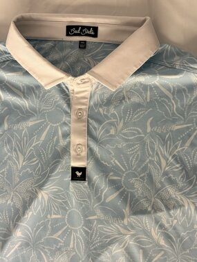 Bad Birdie Polo Shirt Mens 2XL Blue Floral Golf Performance Stretch Casual